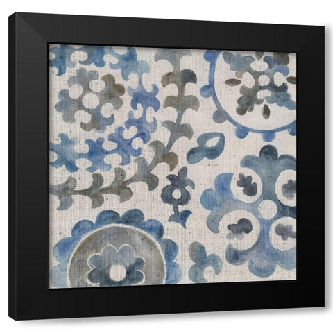 Water Suzani I Black Modern Wood Framed Art Print with Double Matting by Zarris, Chariklia