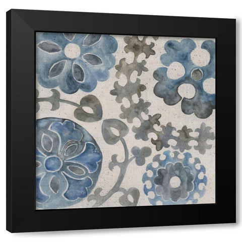 Water Suzani II Black Modern Wood Framed Art Print with Double Matting by Zarris, Chariklia