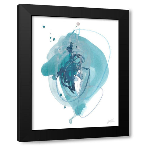 Aqua Orbit I Black Modern Wood Framed Art Print with Double Matting by Vess, June Erica