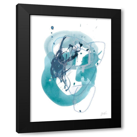 Aqua Orbit IV Black Modern Wood Framed Art Print with Double Matting by Vess, June Erica