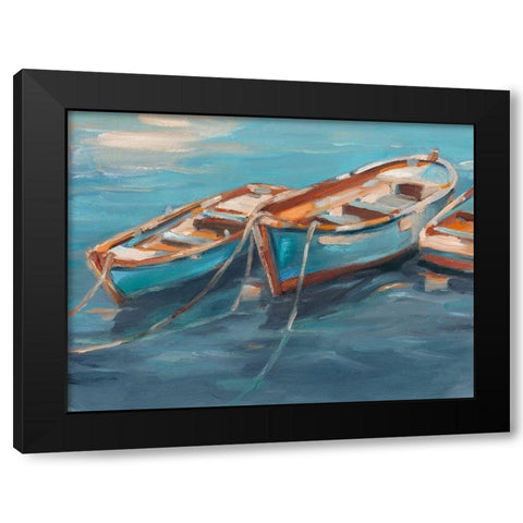 Tethered Row Boats I Black Modern Wood Framed Art Print by Harper, Ethan