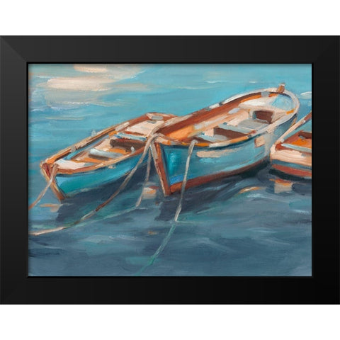 Tethered Row Boats I Black Modern Wood Framed Art Print by Harper, Ethan