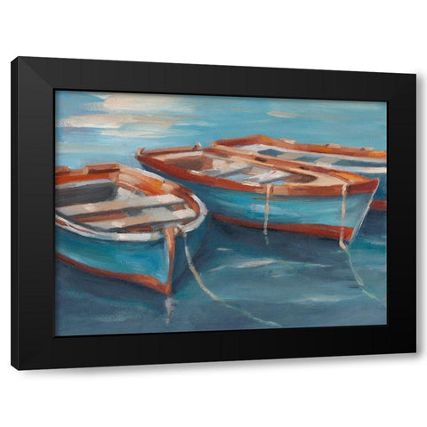 Tethered Row Boats II Black Modern Wood Framed Art Print by Harper, Ethan