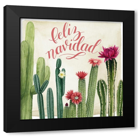Christmas Cactus I Black Modern Wood Framed Art Print with Double Matting by Popp, Grace