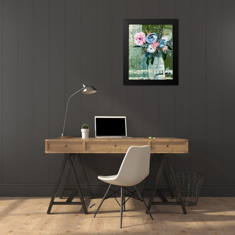 Modern Floral Circle Black Modern Wood Framed Art Print by Daavettila, Tara