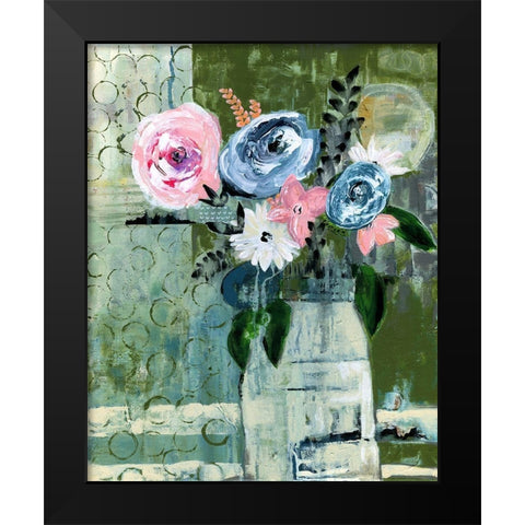 Modern Floral Circle Black Modern Wood Framed Art Print by Daavettila, Tara