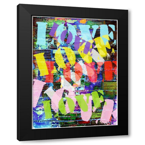 Graffiti Love I Black Modern Wood Framed Art Print by Nall, Skip