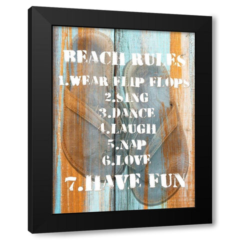 Beach Rules I Black Modern Wood Framed Art Print with Double Matting by Nall|Skip