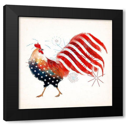 Rooster Fireworks I Black Modern Wood Framed Art Print by Borges, Victoria