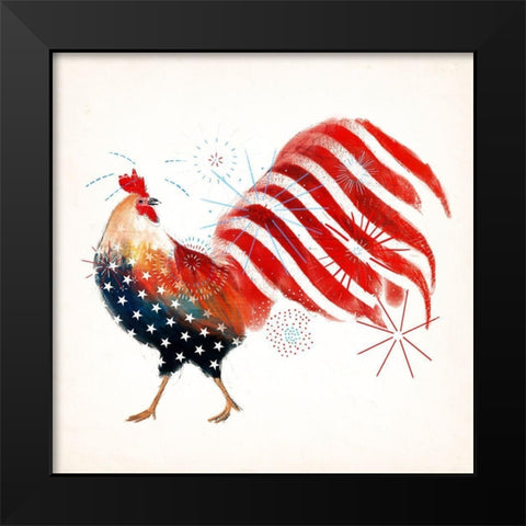 Rooster Fireworks I Black Modern Wood Framed Art Print by Borges, Victoria