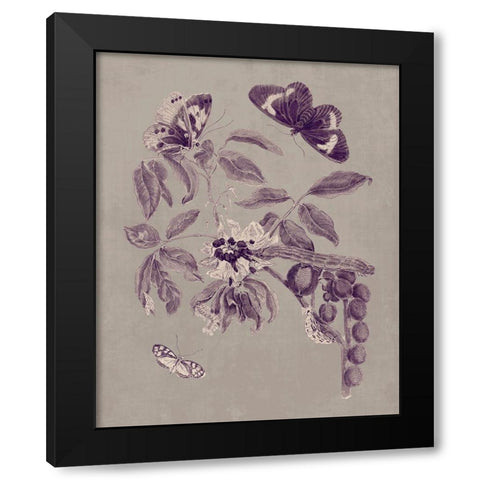 Nature Study in Plum and Taupe II Black Modern Wood Framed Art Print by Merian, Maria S.