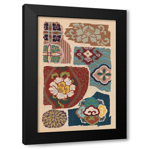Japanese Textile Design III Black Modern Wood Framed Art Print by Seizan, Ema