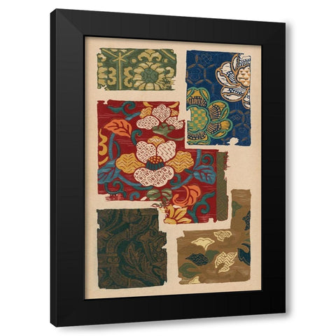 Japanese Textile Design IV Black Modern Wood Framed Art Print by Seizan, Ema