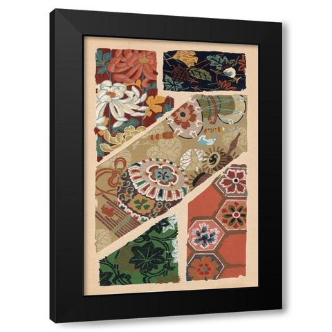 Japanese Textile Design V Black Modern Wood Framed Art Print by Seizan, Ema