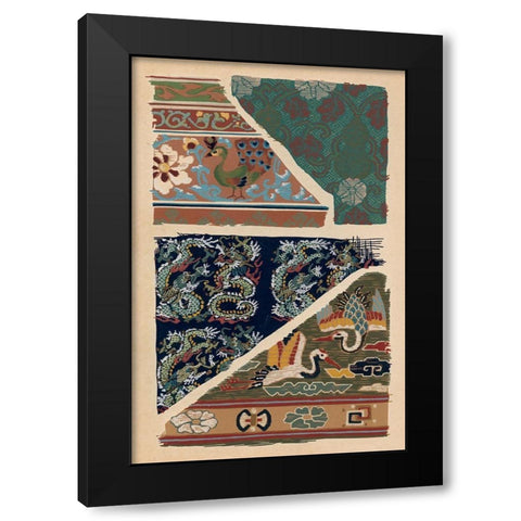 Japanese Textile Design VI Black Modern Wood Framed Art Print by Seizan, Ema