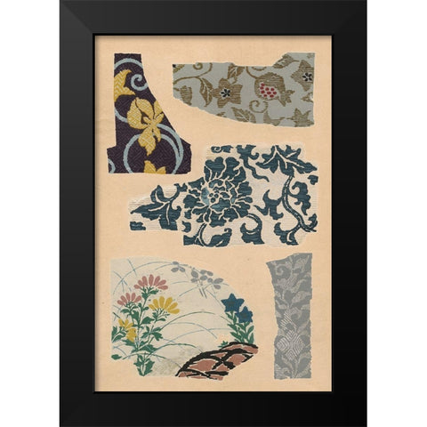 Japanese Textile Design VII Black Modern Wood Framed Art Print by Seizan, Ema