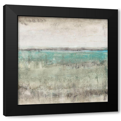 Aqua Horizon I Black Modern Wood Framed Art Print with Double Matting by OToole, Tim