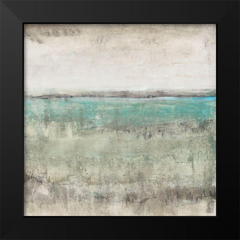 Aqua Horizon I Black Modern Wood Framed Art Print by OToole, Tim