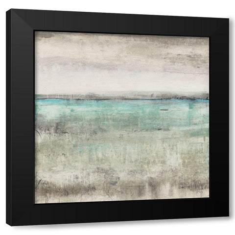Aqua Horizon II Black Modern Wood Framed Art Print with Double Matting by OToole, Tim