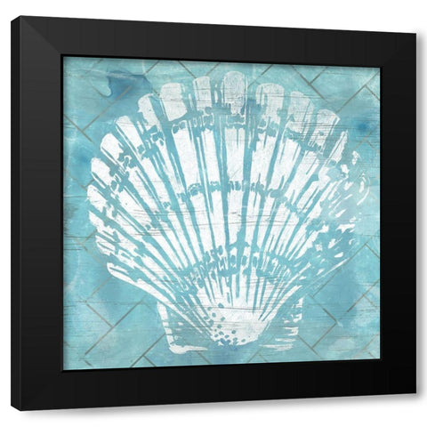Cerulean Shell I Black Modern Wood Framed Art Print with Double Matting by Vess, June Erica