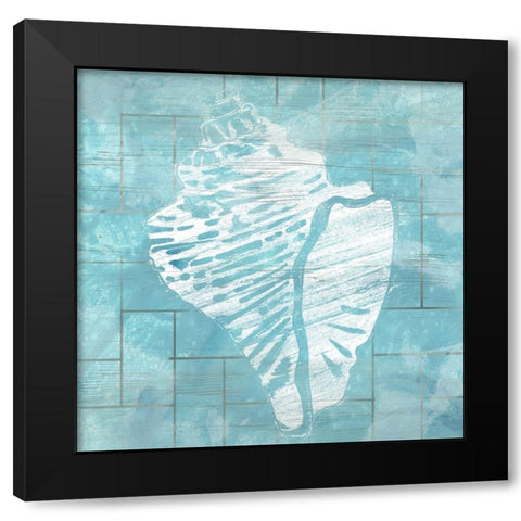 Cerulean Shell III Black Modern Wood Framed Art Print with Double Matting by Vess, June Erica