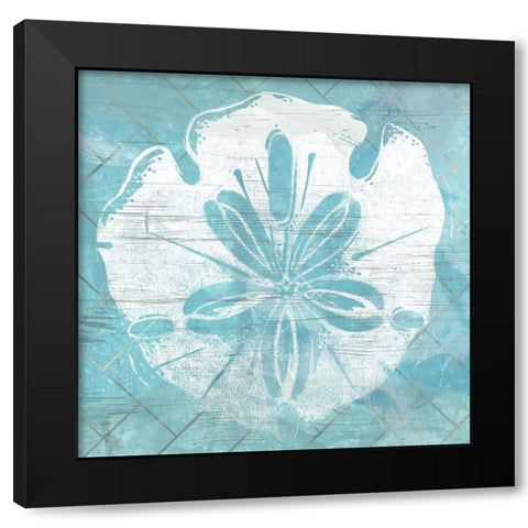 Cerulean Shell IV Black Modern Wood Framed Art Print with Double Matting by Vess, June Erica