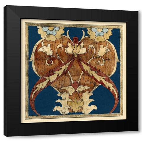 Vintage Woodblock I Black Modern Wood Framed Art Print with Double Matting by Zarris, Chariklia