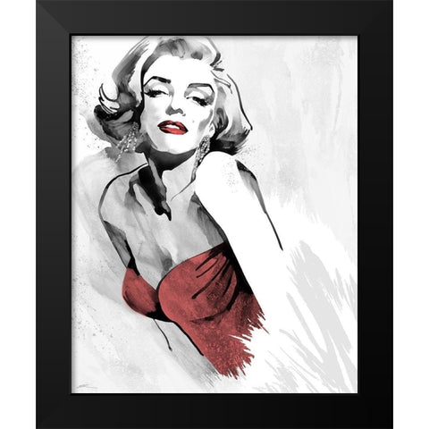 Marilyns Pose Red Dress Black Modern Wood Framed Art Print by Rahim, Ellie