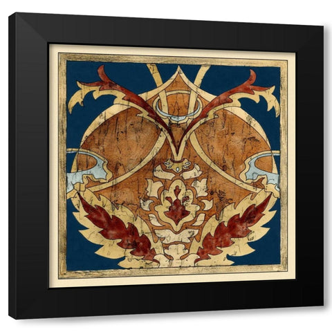 Vintage Woodblock V Black Modern Wood Framed Art Print with Double Matting by Zarris, Chariklia