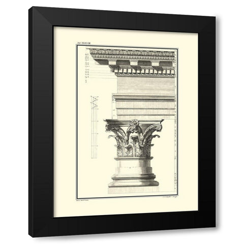 B and W Column and Cornice I Black Modern Wood Framed Art Print with Double Matting by Borra, Giovanni