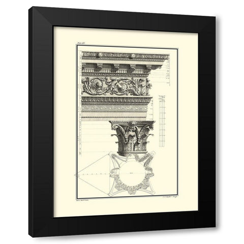 B and W Column and Cornice II Black Modern Wood Framed Art Print by Borra, Giovanni