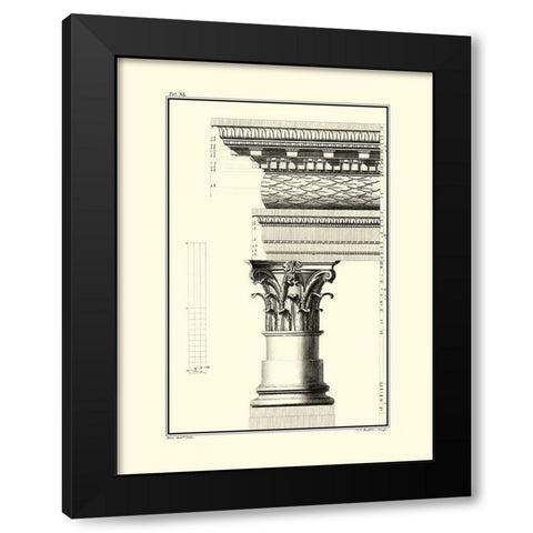 B and W Column and Cornice III Black Modern Wood Framed Art Print with Double Matting by Borra, Giovanni