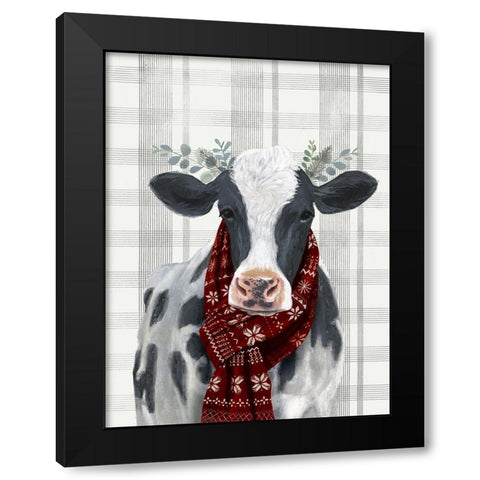 Yuletide Cow I Black Modern Wood Framed Art Print by Borges, Victoria
