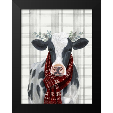 Yuletide Cow I Black Modern Wood Framed Art Print by Borges, Victoria