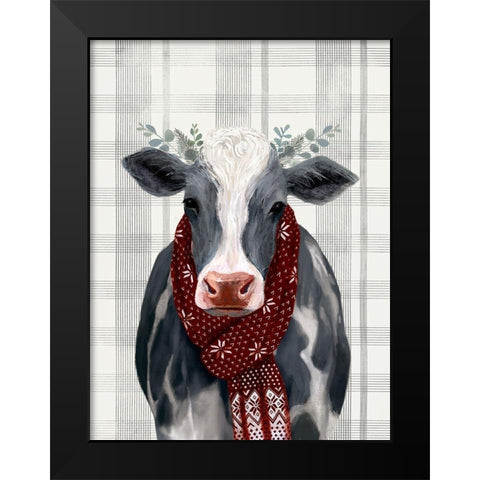 Yuletide Cow II Black Modern Wood Framed Art Print by Borges, Victoria