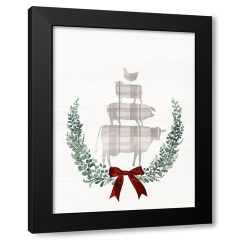 Yuletide Animals I Black Modern Wood Framed Art Print by Borges, Victoria