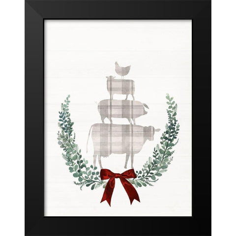 Yuletide Animals I Black Modern Wood Framed Art Print by Borges, Victoria