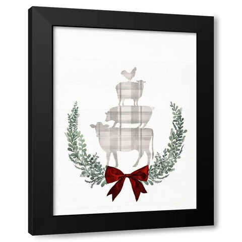 Yuletide Animals II Black Modern Wood Framed Art Print by Borges, Victoria