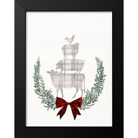 Yuletide Animals II Black Modern Wood Framed Art Print by Borges, Victoria