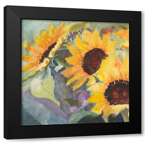 Sunflowers in Watercolor I Black Modern Wood Framed Art Print with Double Matting by Iafrate, Sandra