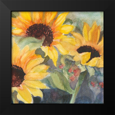 Sunflowers in Watercolor II Black Modern Wood Framed Art Print by Iafrate, Sandra