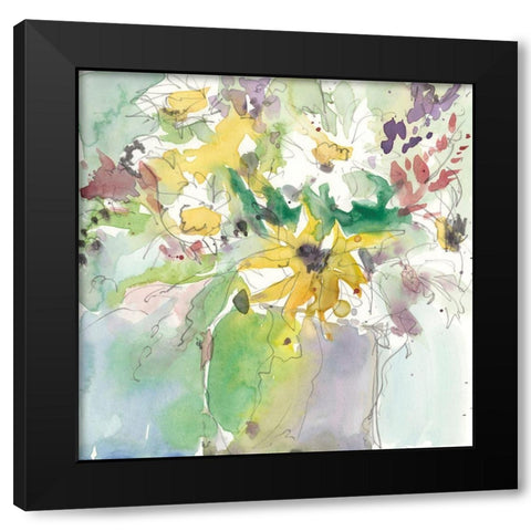 Daisy Vase II Black Modern Wood Framed Art Print with Double Matting by Dixon, Samuel