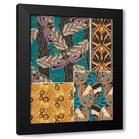 Decorative Butterflies I Black Modern Wood Framed Art Print with Double Matting by Seguy, Eugene