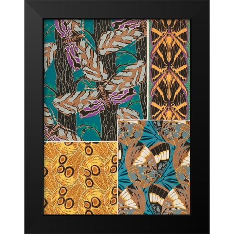 Decorative Butterflies I Black Modern Wood Framed Art Print by Seguy, Eugene