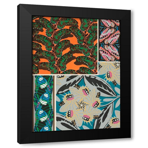 Decorative Butterflies II Black Modern Wood Framed Art Print with Double Matting by Seguy, Eugene