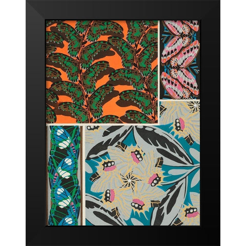 Decorative Butterflies II Black Modern Wood Framed Art Print by Seguy, Eugene
