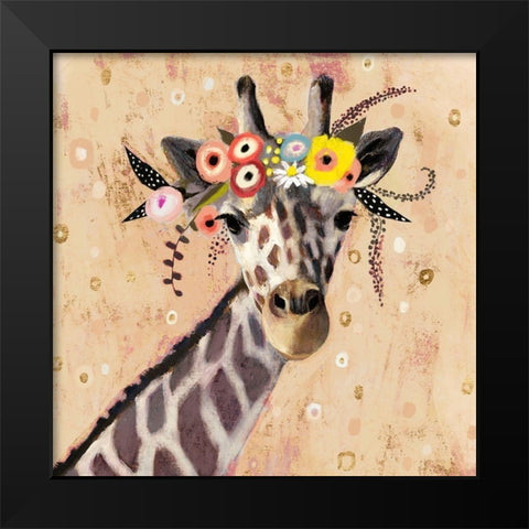 Klimt Giraffe II Black Modern Wood Framed Art Print by Borges, Victoria