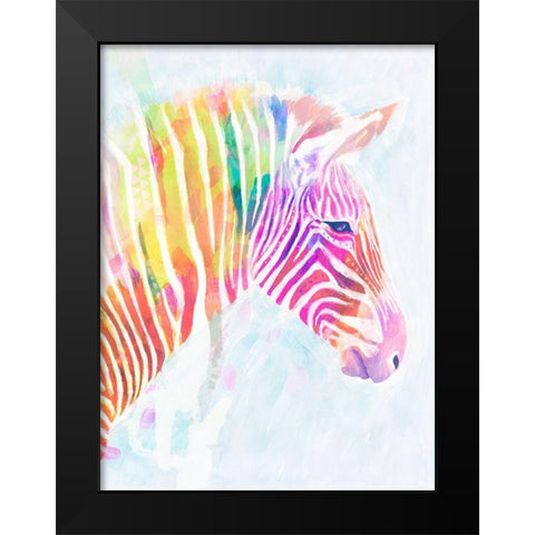Fluorescent Zebra II Black Modern Wood Framed Art Print by Borges, Victoria