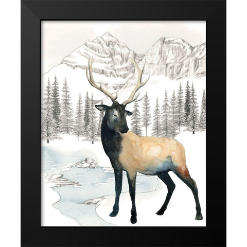 Winter Elk I Black Modern Wood Framed Art Print by Popp, Grace