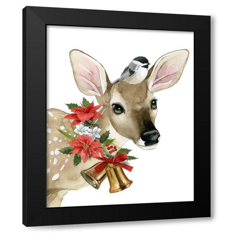 Deer Christmas I Black Modern Wood Framed Art Print with Double Matting by Popp, Grace